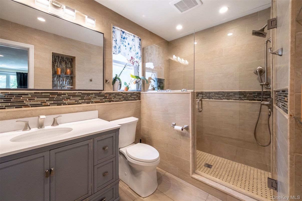Bathroom, Glass Shower, Interior, Recessed Lighting