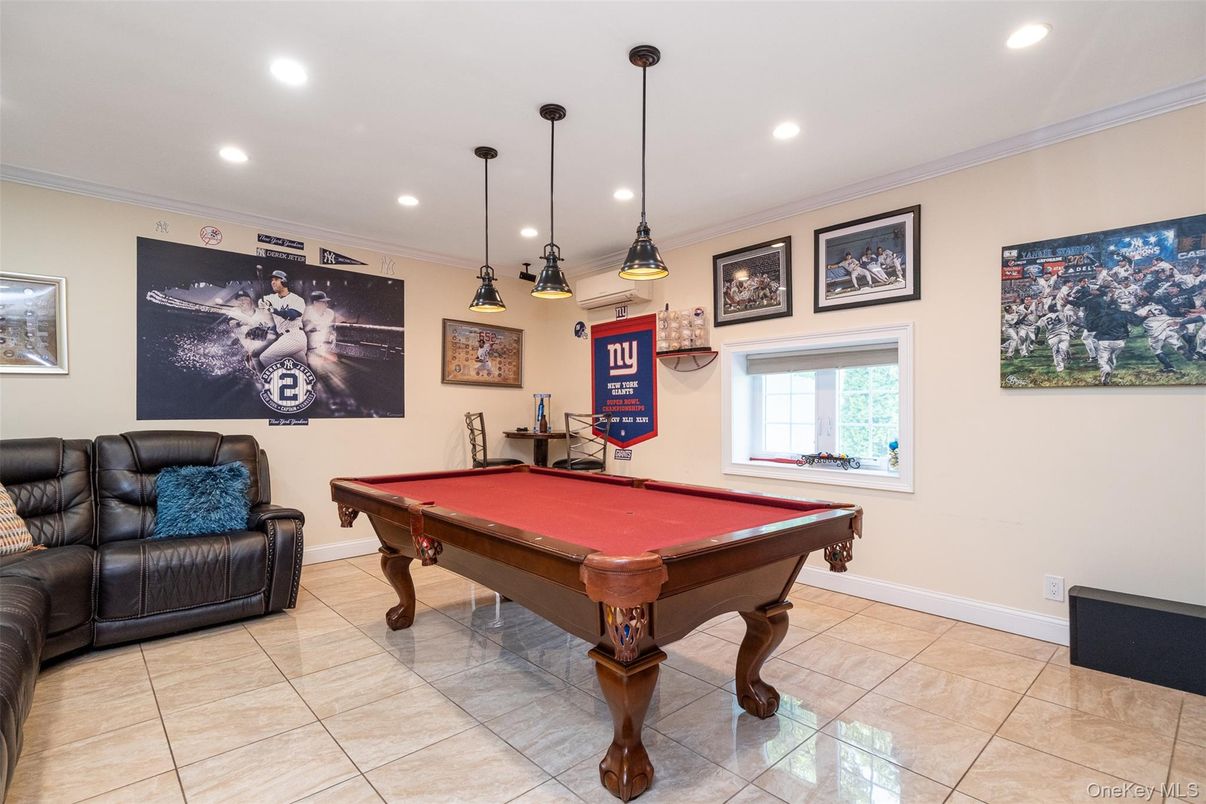 Billiard Table, Game Room, Interior, Pendant Lights, Recessed Lighting