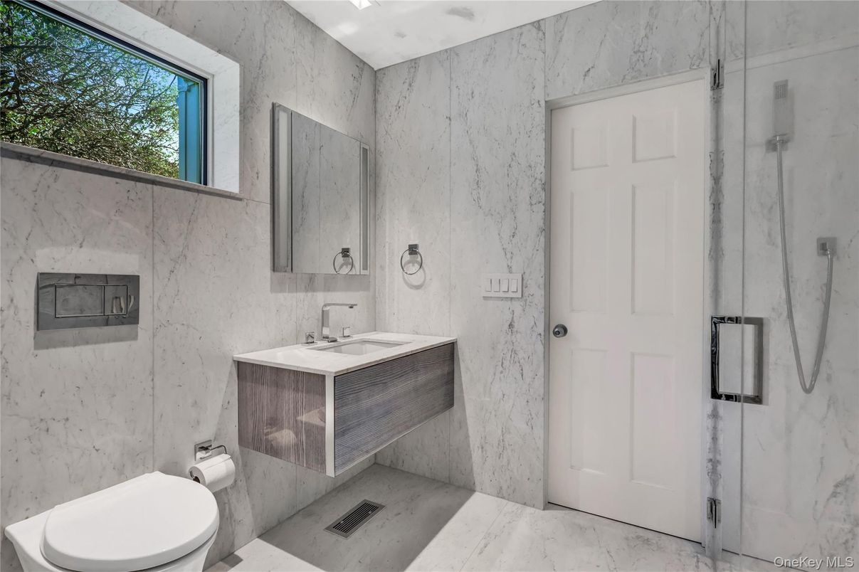Bathroom, Glass Shower, Interior, Marble, Marble Walls