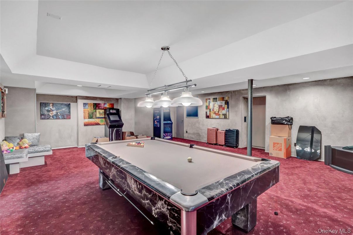 Billiard Table, Game Room, Interior, Pendant Lights, Recessed Lighting