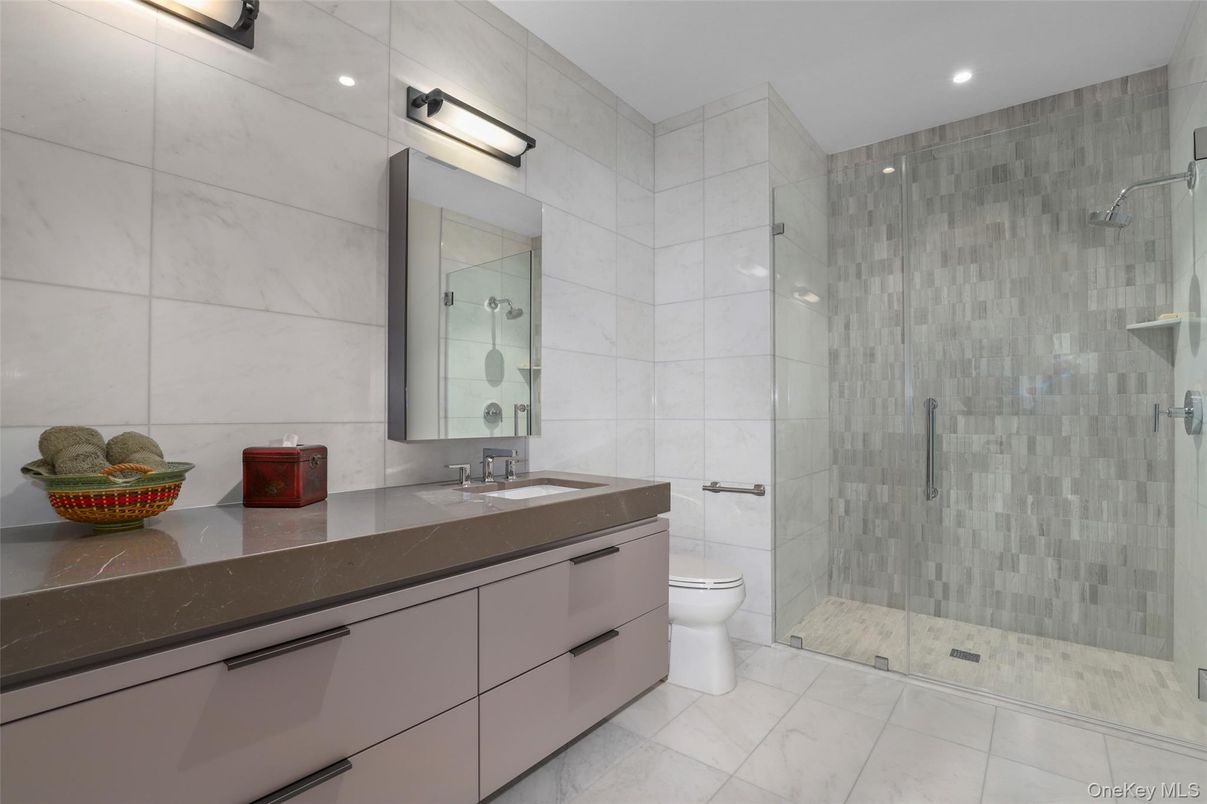 Bathroom, Dual Sink Vanities, Glass Shower, Interior, Recessed Lighting