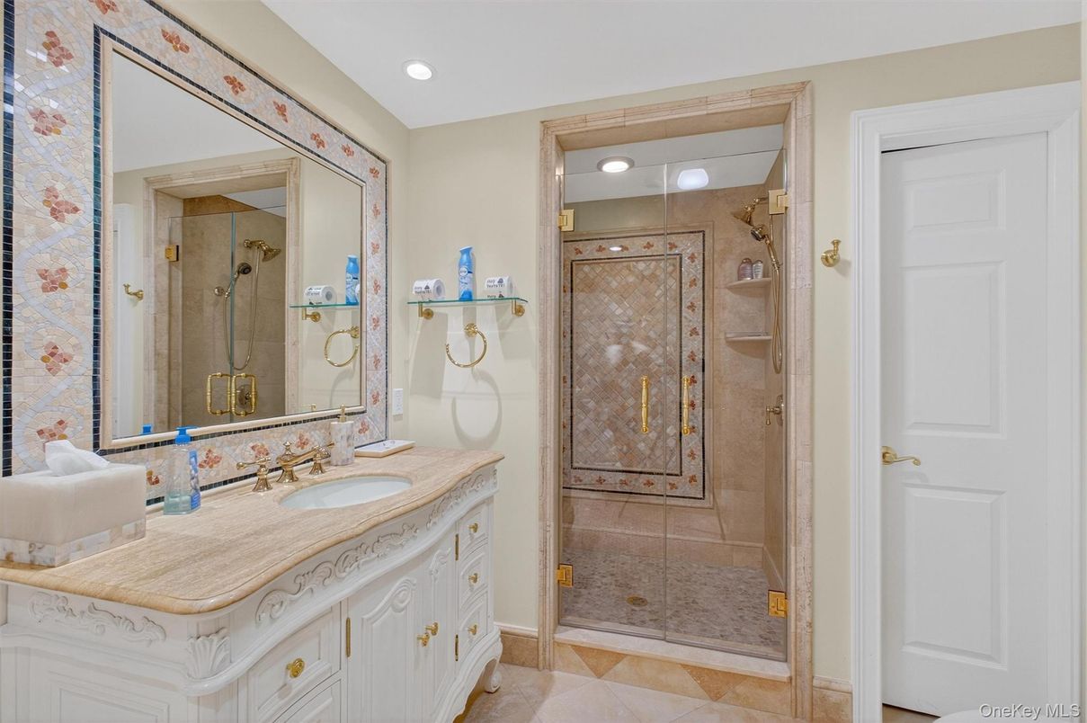 Bathroom, Glass Shower, Interior, Recessed Lighting