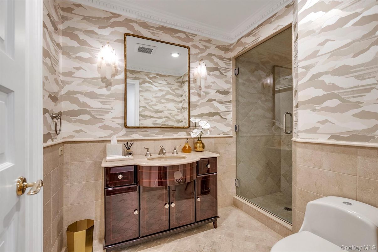 Bathroom, Glass Shower, Interior, Recessed Lighting