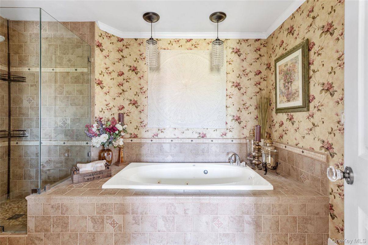 Bathroom, Glass Shower, Interior, Pendant Lights