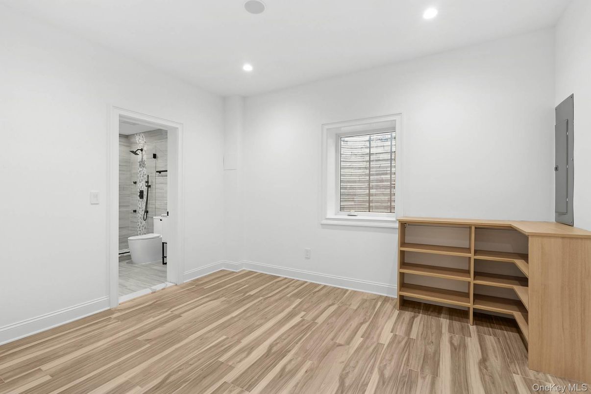 Empty room, Interior, Recessed Lighting, Wine Storage, Wood Texture Flooring