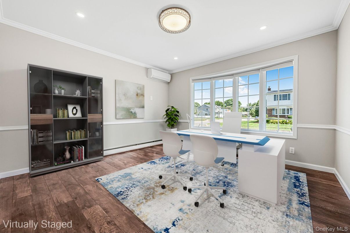 Home Office, Interior, Recessed Lighting, Wood Texture Flooring