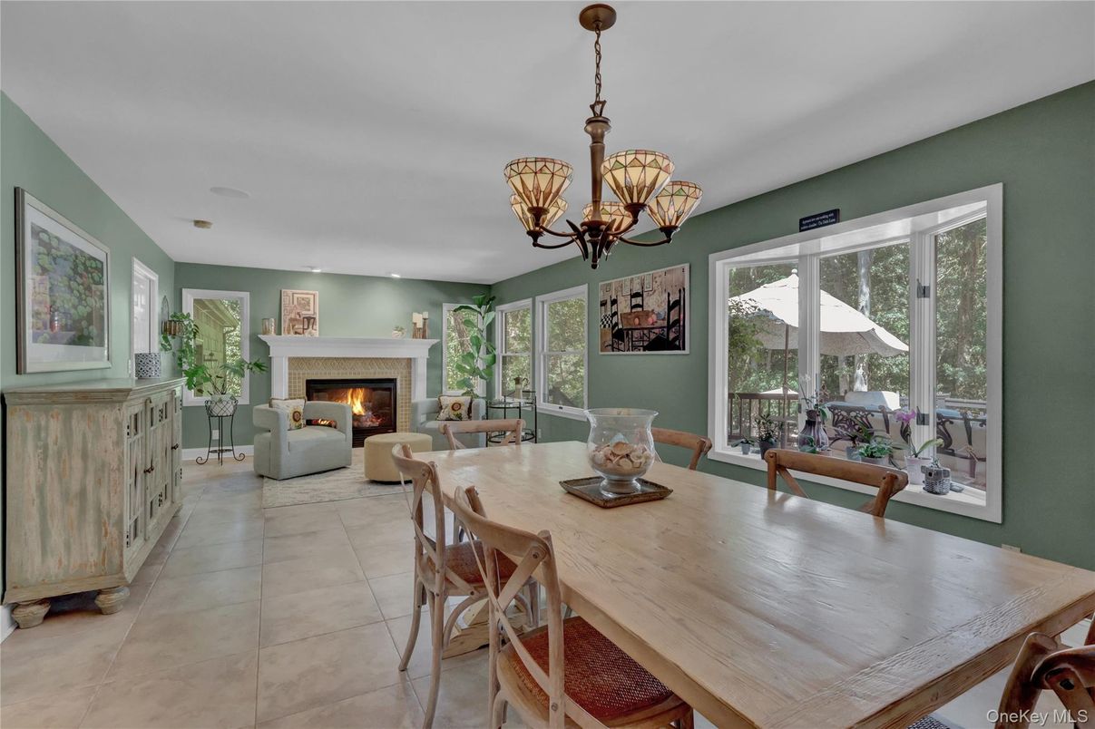 Chandelier, Dining room, Fireplace, Interior, Living room, Recessed Lighting