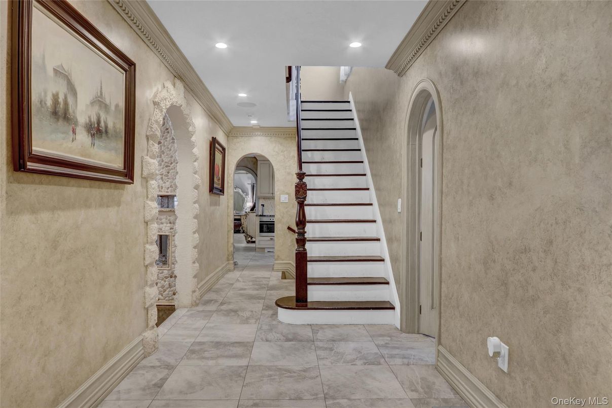 Fireplace, Interior, Marble, Recessed Lighting
