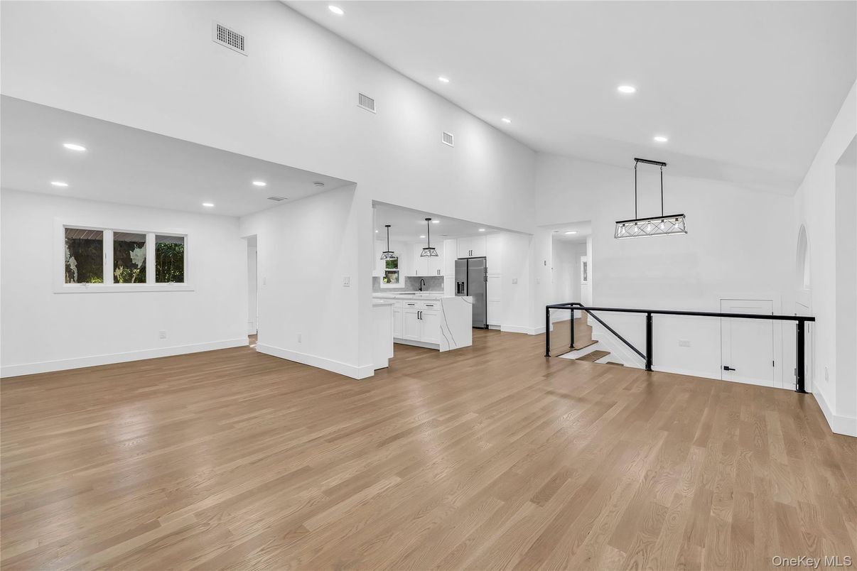 Interior, Kitchen, Pendant Lights, Recessed Lighting, Wood Texture Flooring