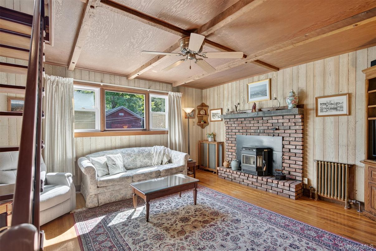 Fireplace, Interior, Living room, Wooden Beams, Wood Texture Flooring