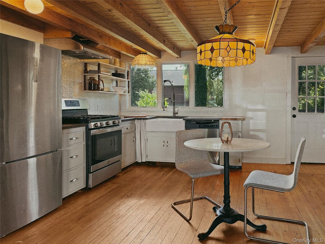 Interior, Kitchen, Stainless Steel Appliances, Wooden Beams, Wooden Ceilings, Wood Texture Flooring