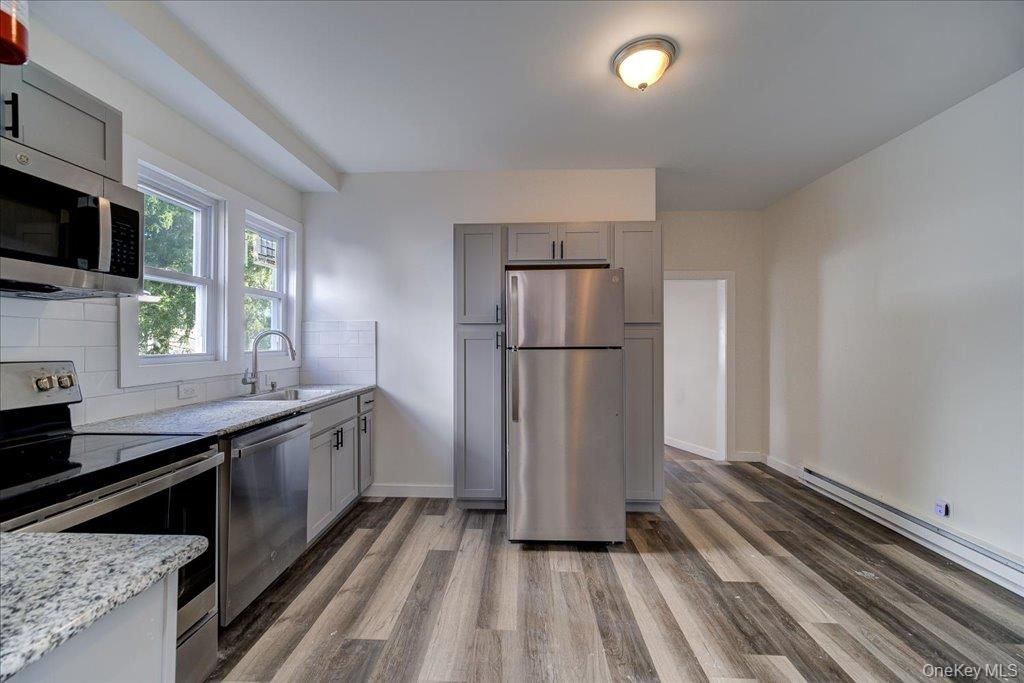 Interior, Kitchen, Stainless Steel Appliances, Wood Texture Flooring