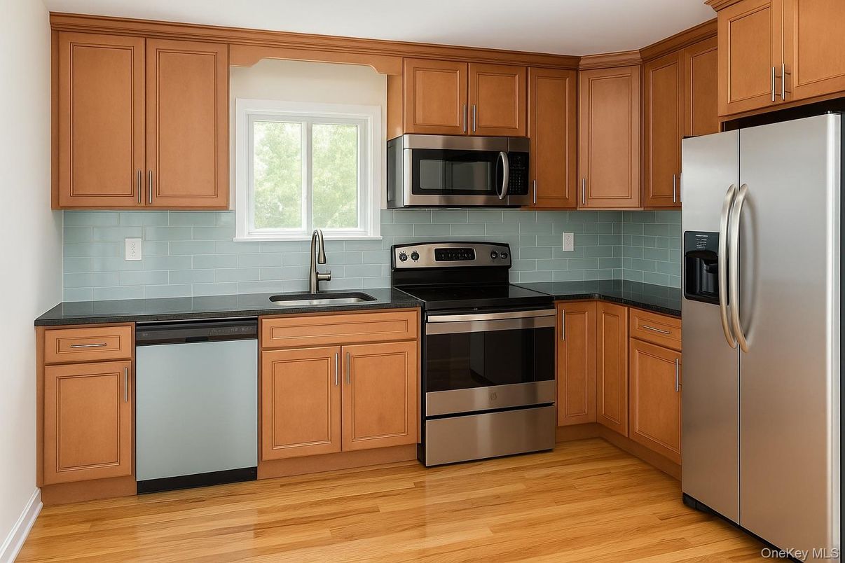 Interior, Kitchen, Stainless Steel Appliances, Wood Texture Flooring
