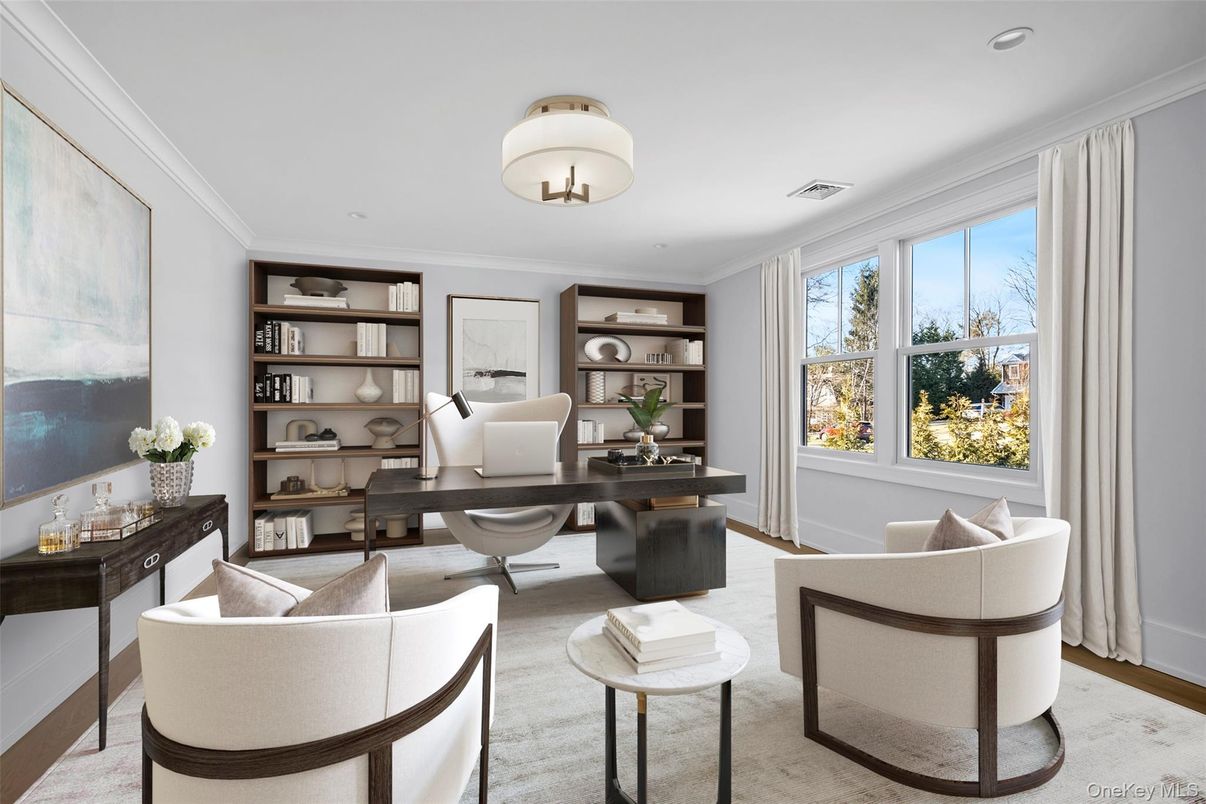 Home Office, Interior, Recessed Lighting, Wood Texture Flooring
