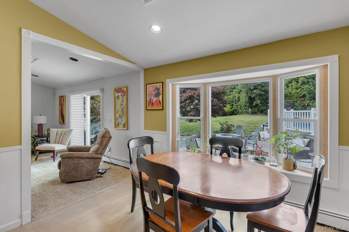 Dining room, Interior, Recessed Lighting, Wood Texture Flooring