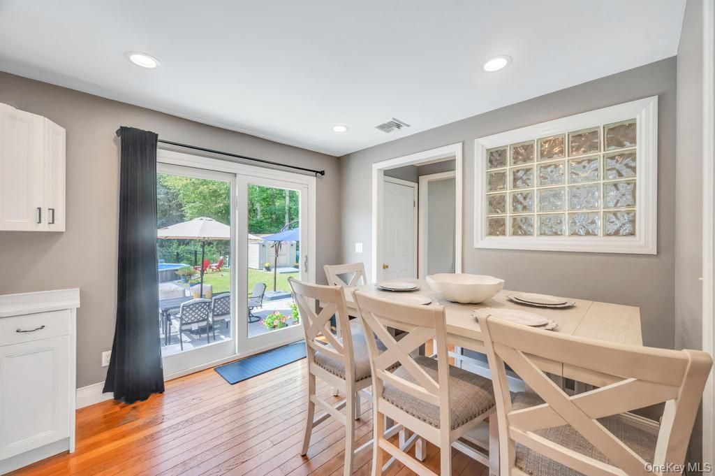 Dining room, Interior, Recessed Lighting, Wood Texture Flooring