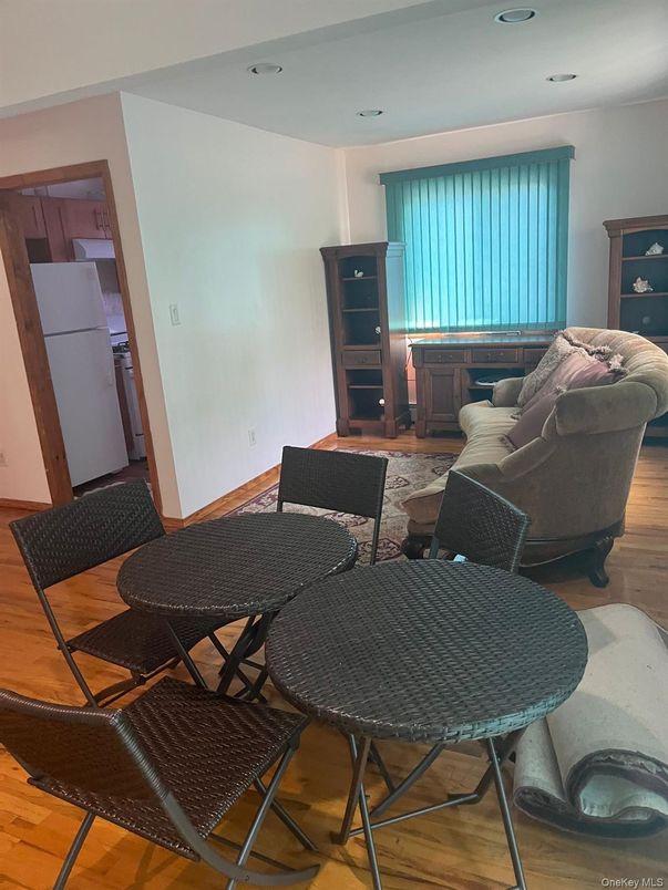 Dining room, Interior, Living room, Recessed Lighting, Wood Texture Flooring