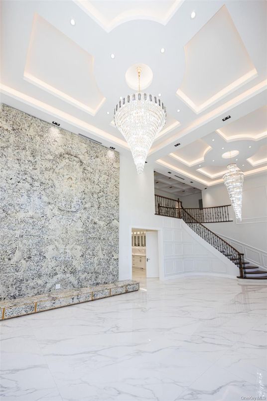 Chandelier, Interior, Marble, Recessed Lighting