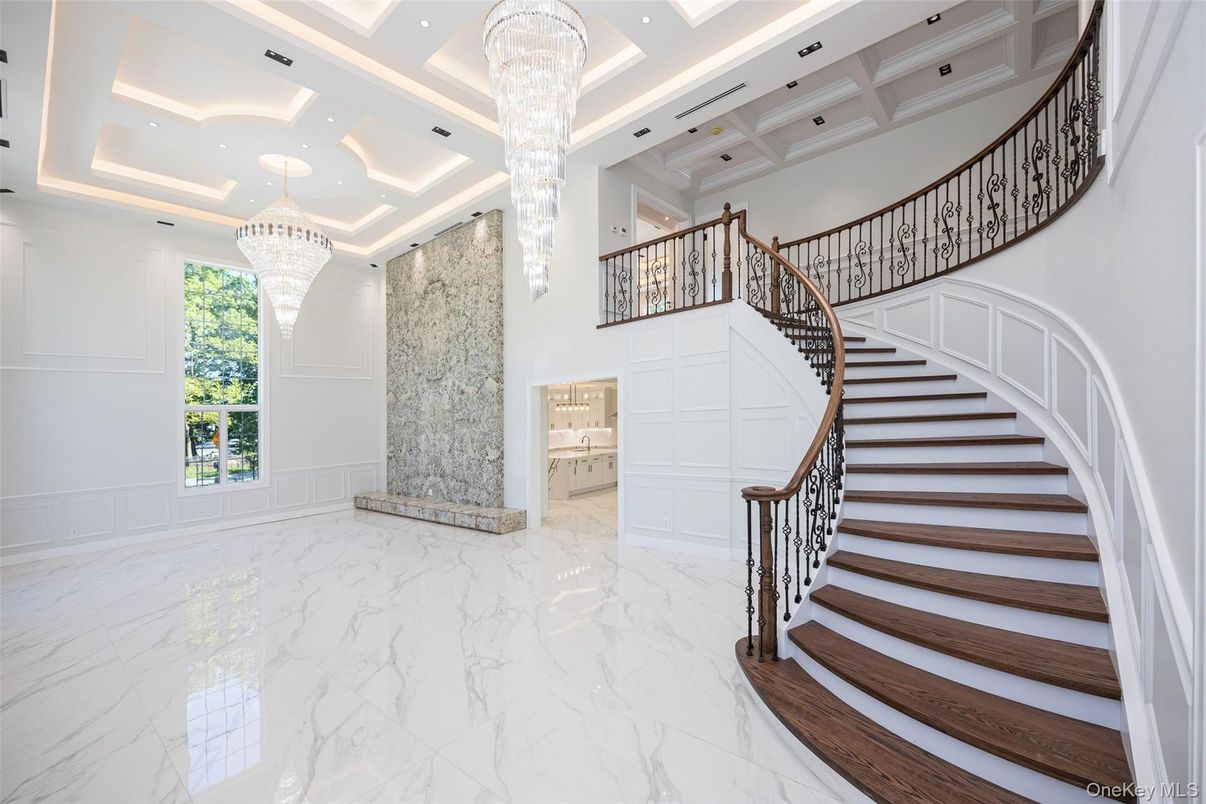 Chandelier, Interior, Marble, Recessed Lighting