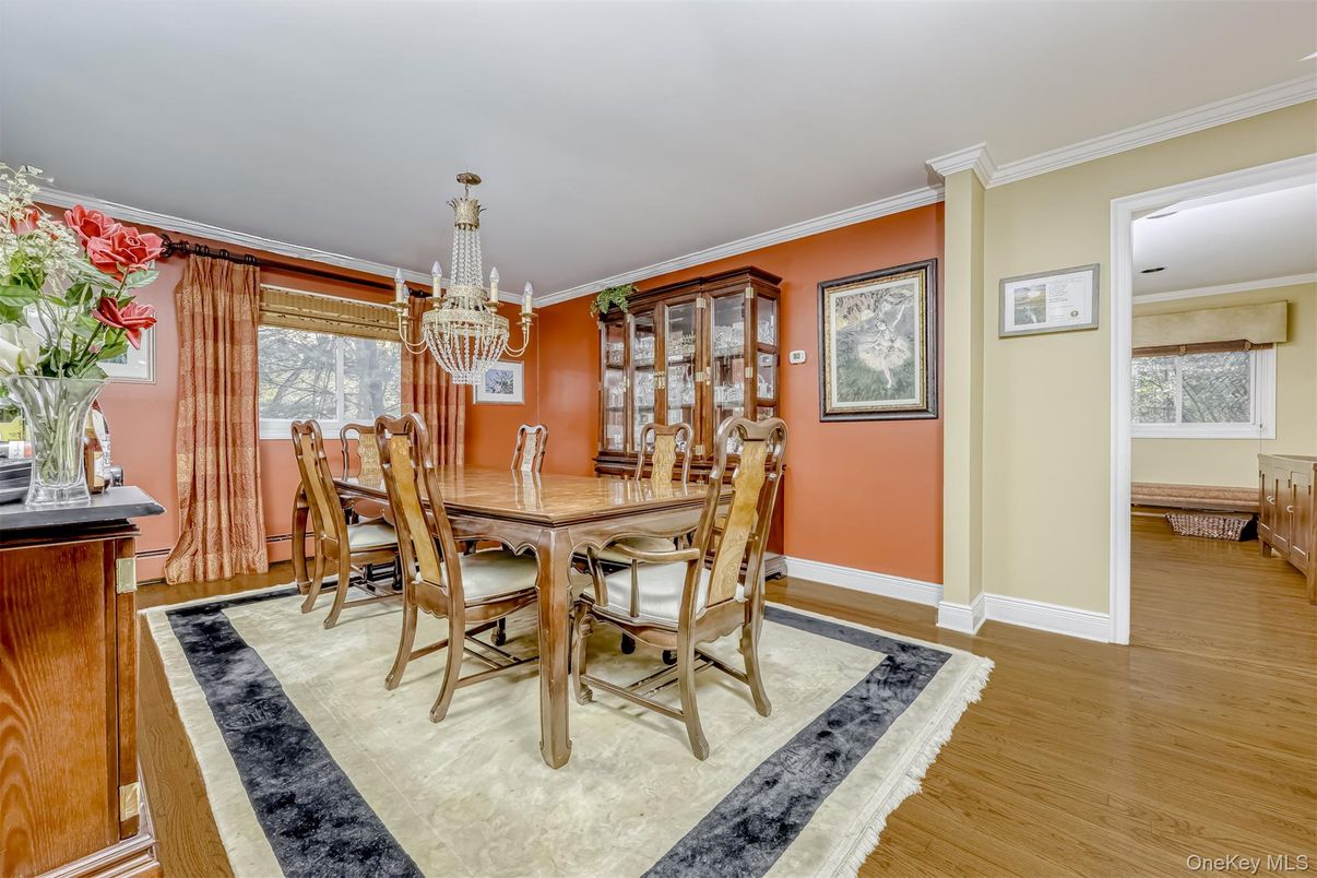 Chandelier, Dining room, Interior, Wood Texture Flooring