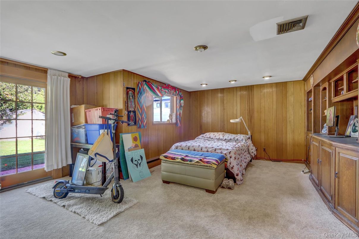 Bedroom, Interior, Recessed Lighting, Wooden Walls