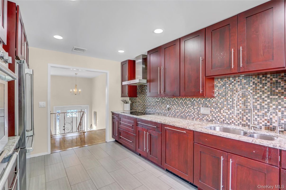 Chandelier, Interior, Kitchen, Recessed Lighting, Wood Texture Flooring