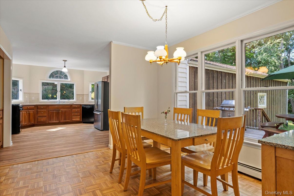Chandelier, Dining room, Interior, Pendant Lights, Wood Texture Flooring