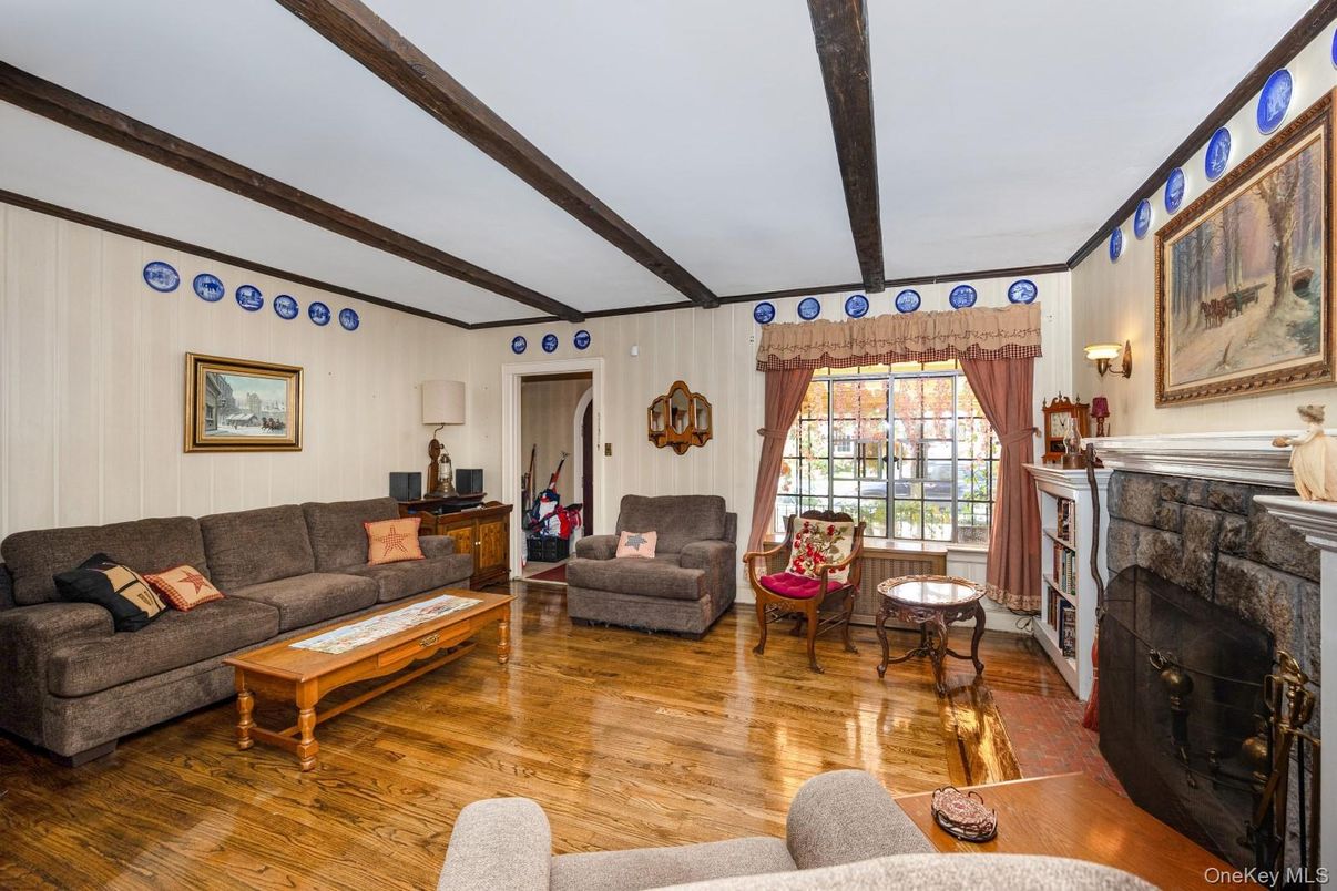 Fireplace, Interior, Living room, Wooden Beams, Wood Texture Flooring
