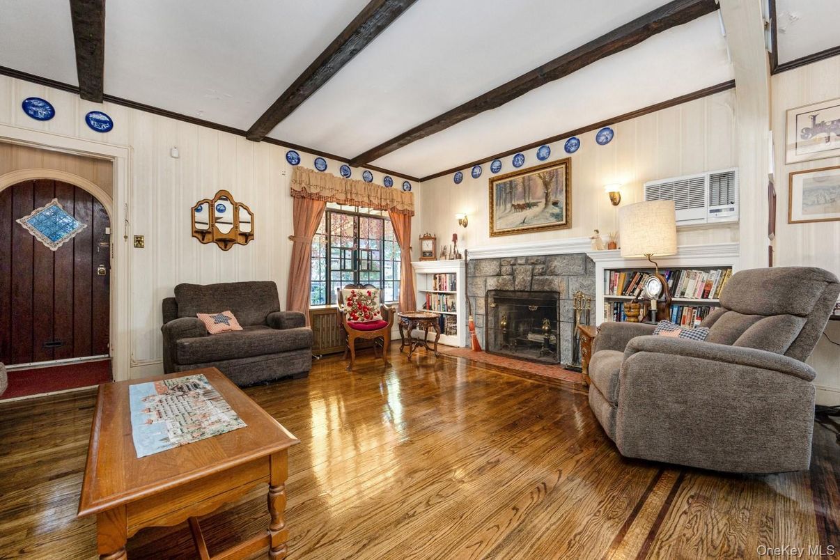 Fireplace, Interior, Living room, Wooden Beams, Wood Texture Flooring