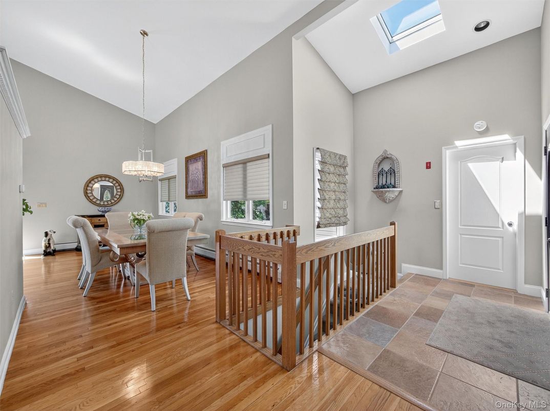 Dining room, Interior, Pendant Lights, Recessed Lighting, Wood Texture Flooring