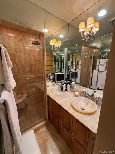 Bathroom, Dual Sink Vanities, Glass Shower, Interior, Recessed Lighting