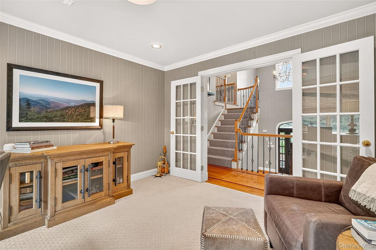 Chandelier, Home Office, Interior, Recessed Lighting
