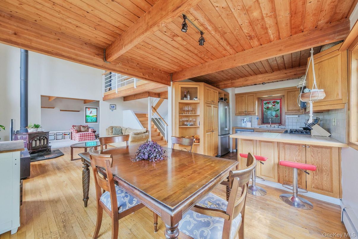 Dining room, Interior, Kitchen, Wooden Beams, Wooden Ceilings, Wood Texture Flooring
