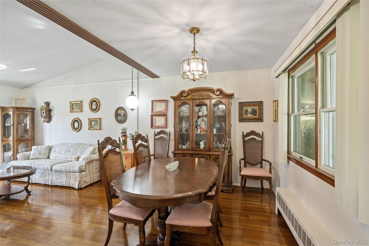 Dining room, Interior, Living room, Pendant Lights, Wood Texture Flooring