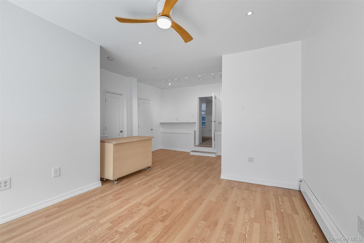 Empty room, Interior, Kitchen, Recessed Lighting, Wood Texture Flooring