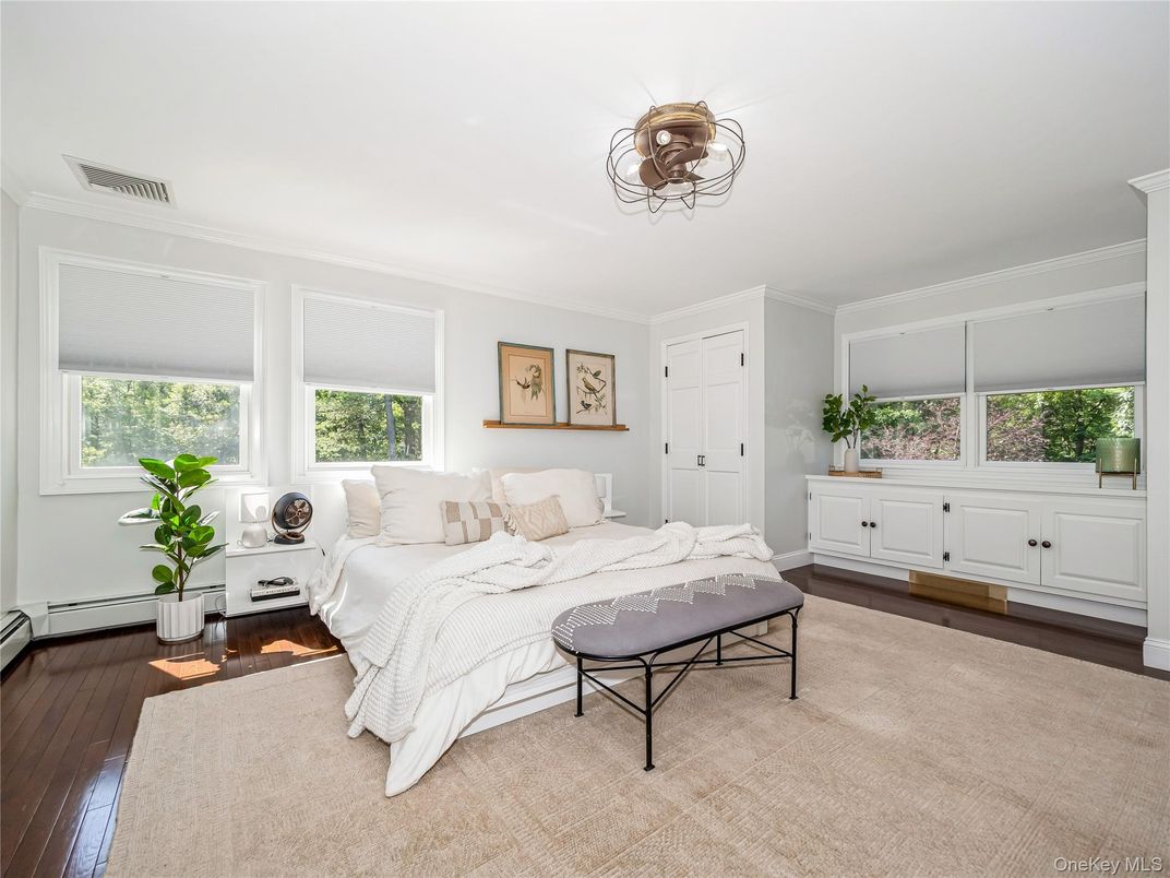 Bedroom, Chandelier, Interior, Wood Texture Flooring