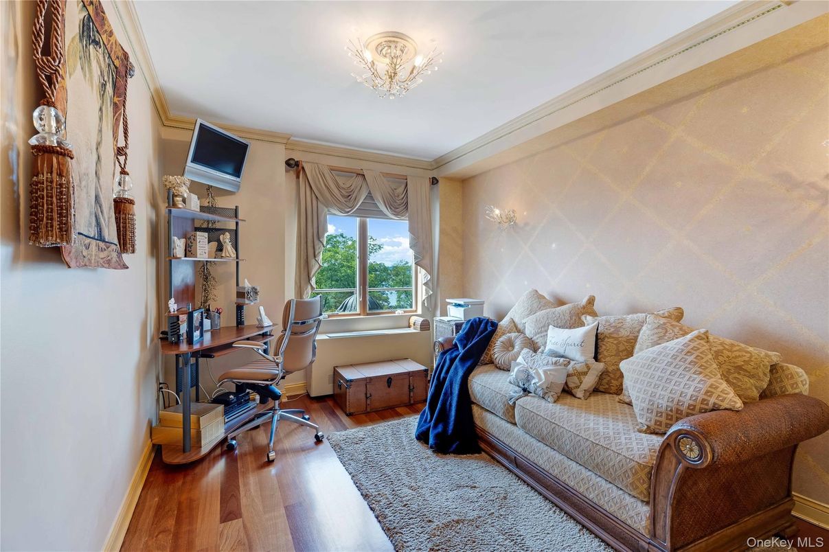 Chandelier, Home Office, Interior, Wood Texture Flooring