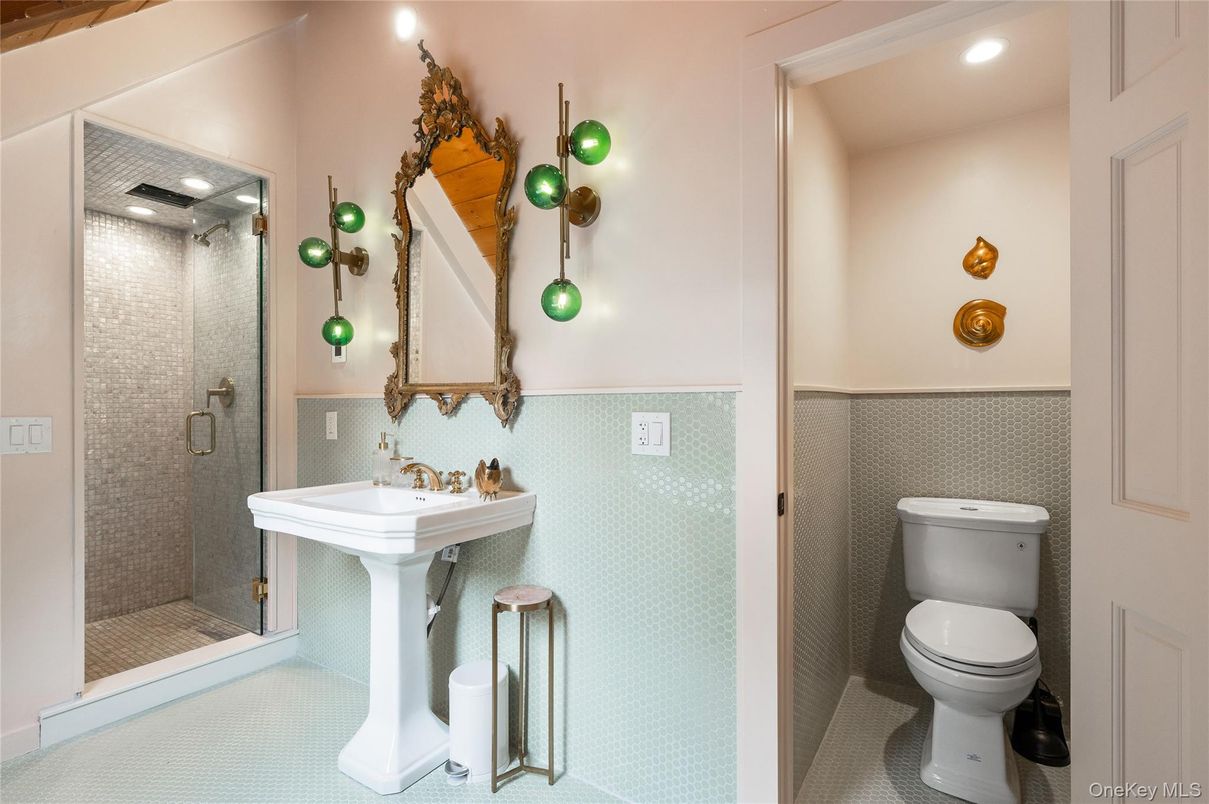 Bathroom, Glass Shower, Interior, Recessed Lighting