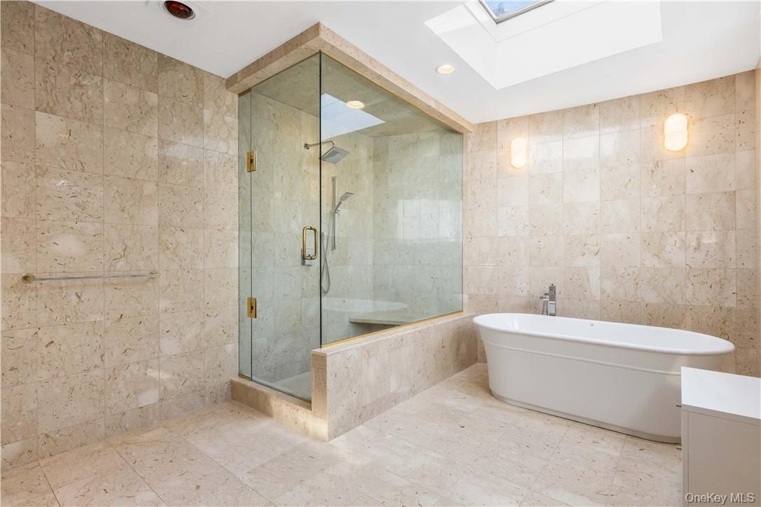 Bathroom, Free Standing Baths, Glass Shower, Interior, Recessed Lighting