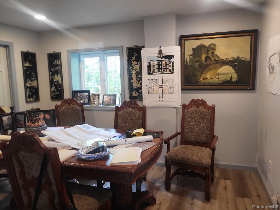 Dining room, Interior, Recessed Lighting, Wood Texture Flooring