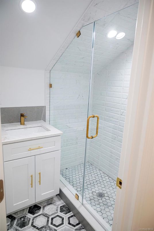 Bathroom, Glass Shower, Interior, Recessed Lighting