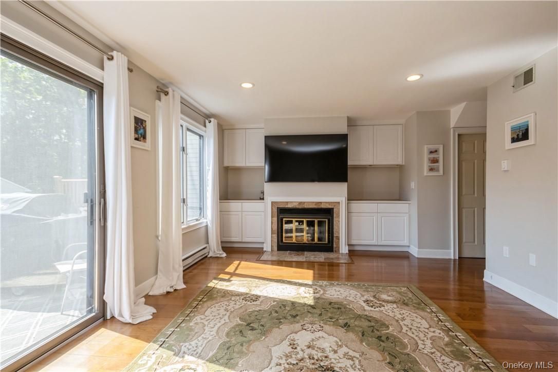 Fireplace, Interior, Recessed Lighting, Wood Texture Flooring