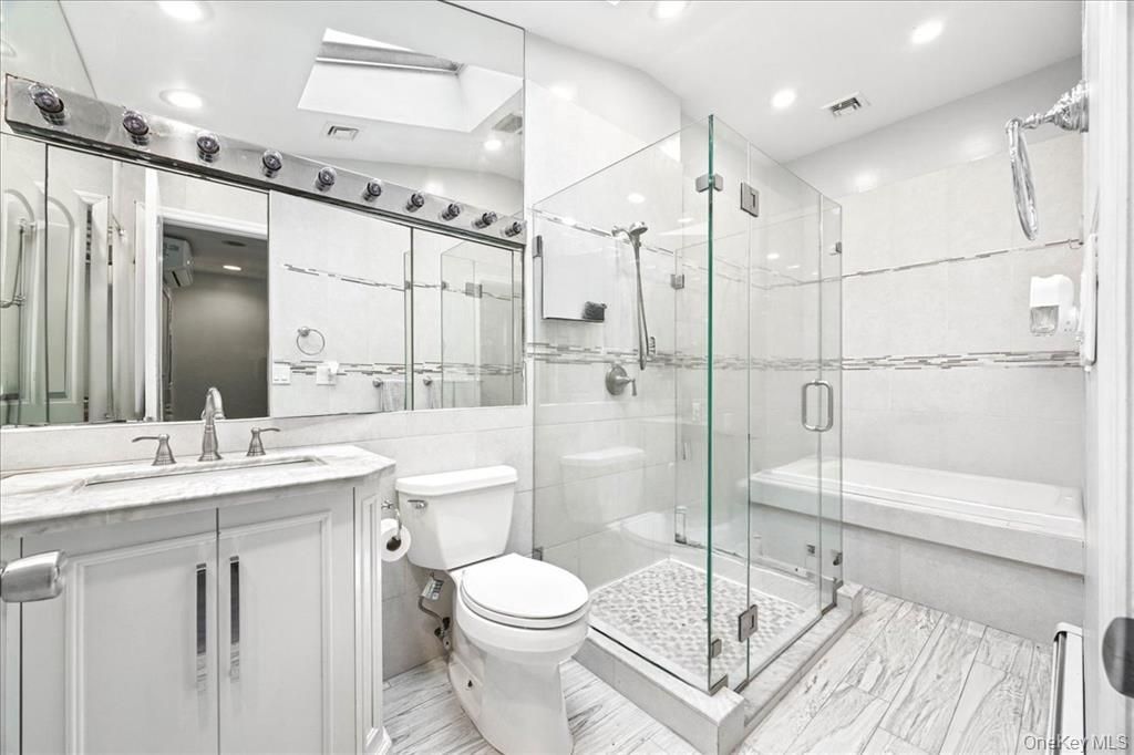 Bathroom, Glass Shower, Interior, Marble, Recessed Lighting