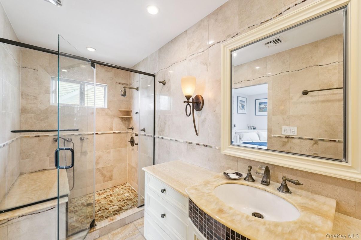 Bathroom, Glass Shower, Interior, Recessed Lighting