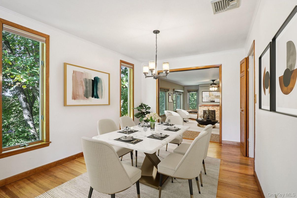 Chandelier, Dining room, Interior, Pendant Lights, Wood Texture Flooring