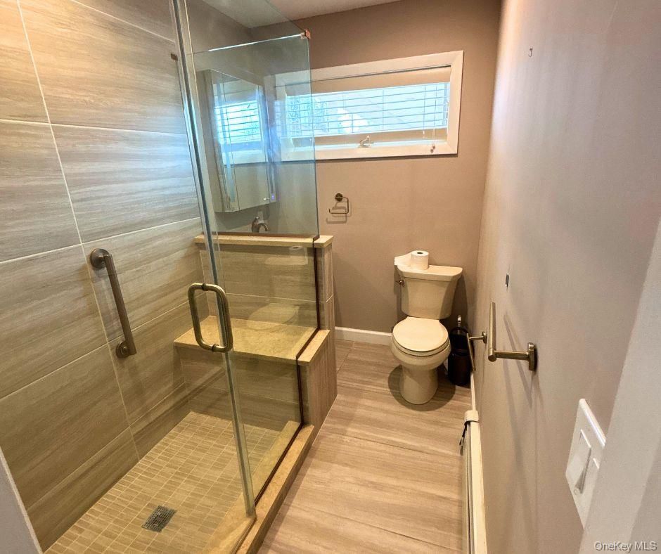 Bathroom, Glass Shower, Interior, Wood Texture Flooring