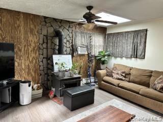 Fireplace, Interior, Living room, Stone Walls, Wood Texture Flooring, Wooden Walls