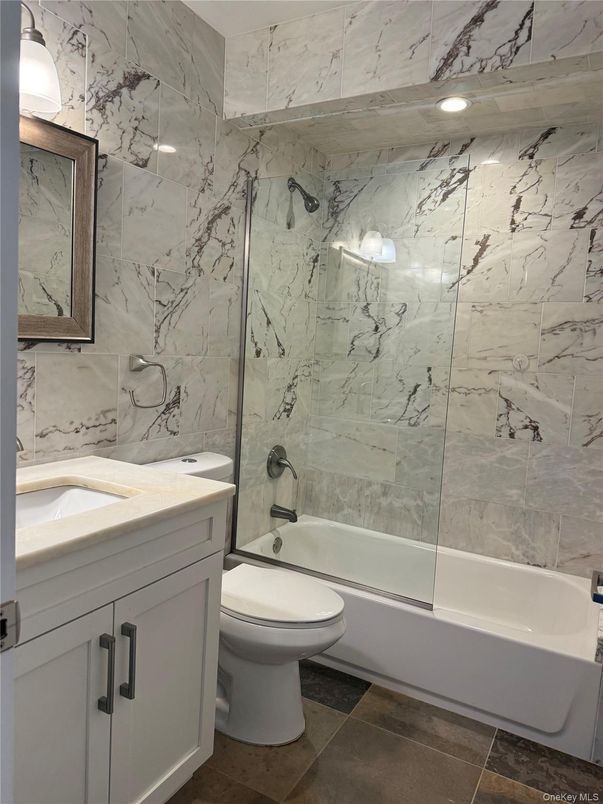 Bathroom, Glass Shower, Interior, Marble Walls, Recessed Lighting