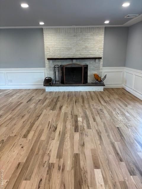 Fireplace, Interior, Recessed Lighting, Stone Walls, Wood Texture Flooring