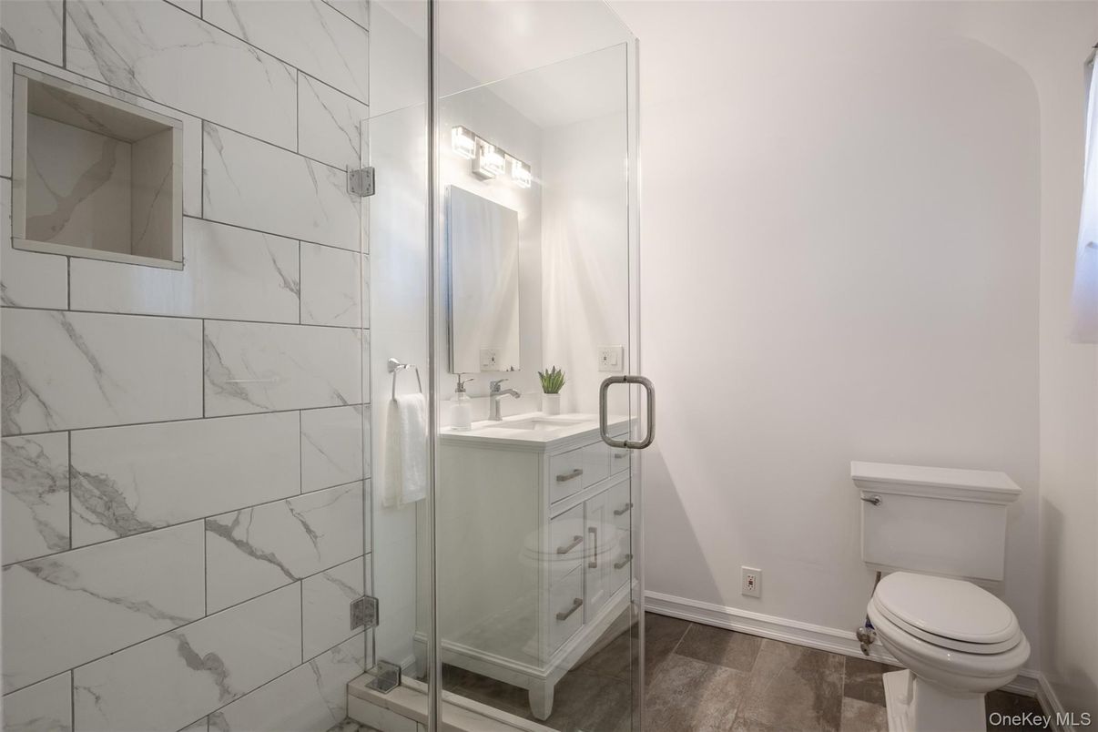 Bathroom, Glass Shower, Interior, Marble Walls
